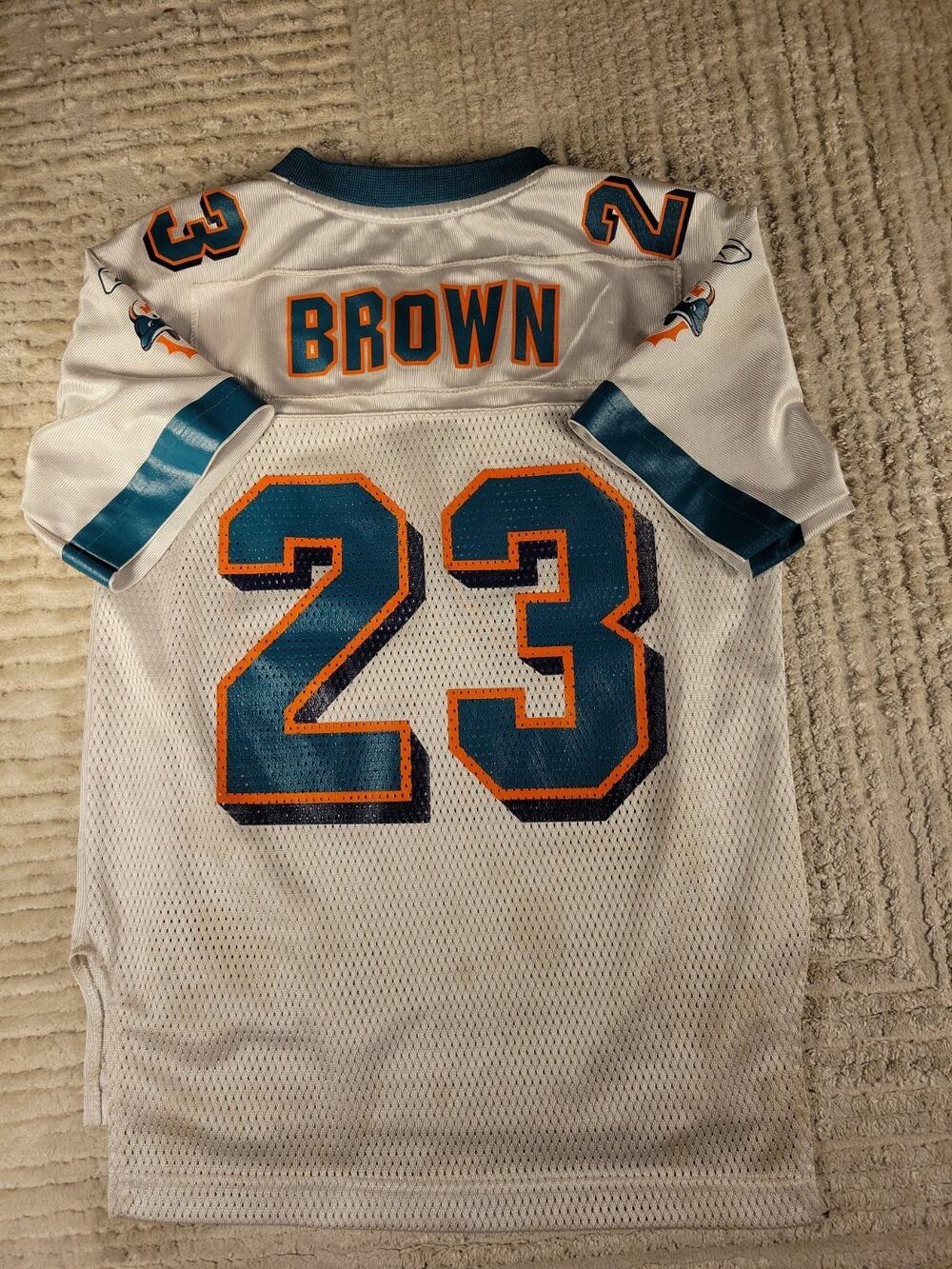 Reebok Ronnie Brown Miami Dolphins Football Jersey Youth Small 8 Boys Kids Child